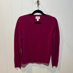 Caslon 100% Cashmere raspberry fuchsia crew neck sweater L